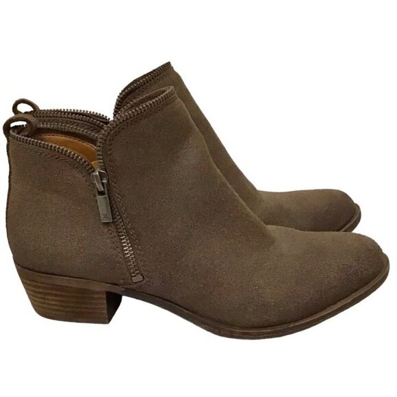 Lucky Brand 7.5 Bartalino Women’s Booties Suede Leather Ankle Boots Brown - Picture 1 of 12